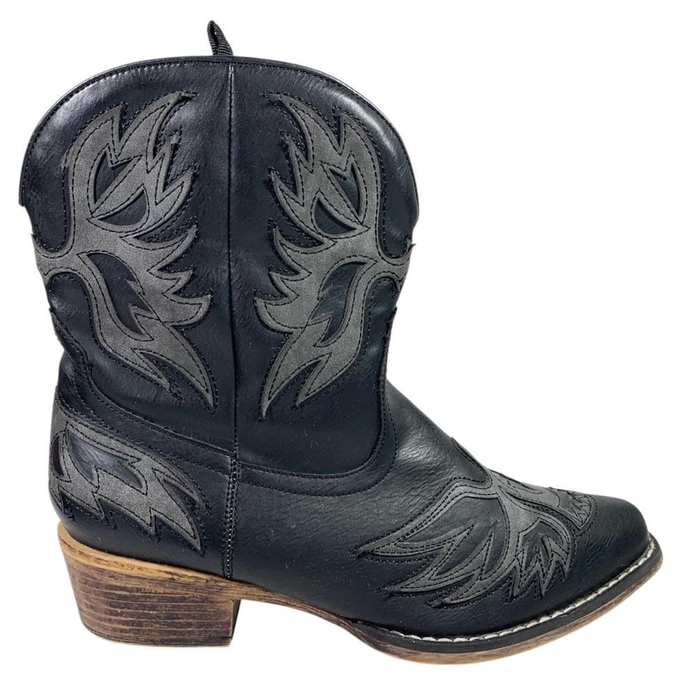 Roper Women's Amelia Eagle Overlay Western Cowboy Boots Size 9 Black Snip Toe - Picture 2 of 7